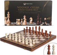 Image of Wooden Chess Checkers Set